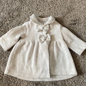 Grey bow fleece pea coat